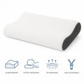 Perna ergonomica cu memorie cu pictograme: spuma memory, suport ergonomic, material 3D respirabil, husa detasabila