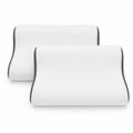 Set doua perne ergonomice cu memorie, husa alba tricot fagure si laterale gri, forma contur