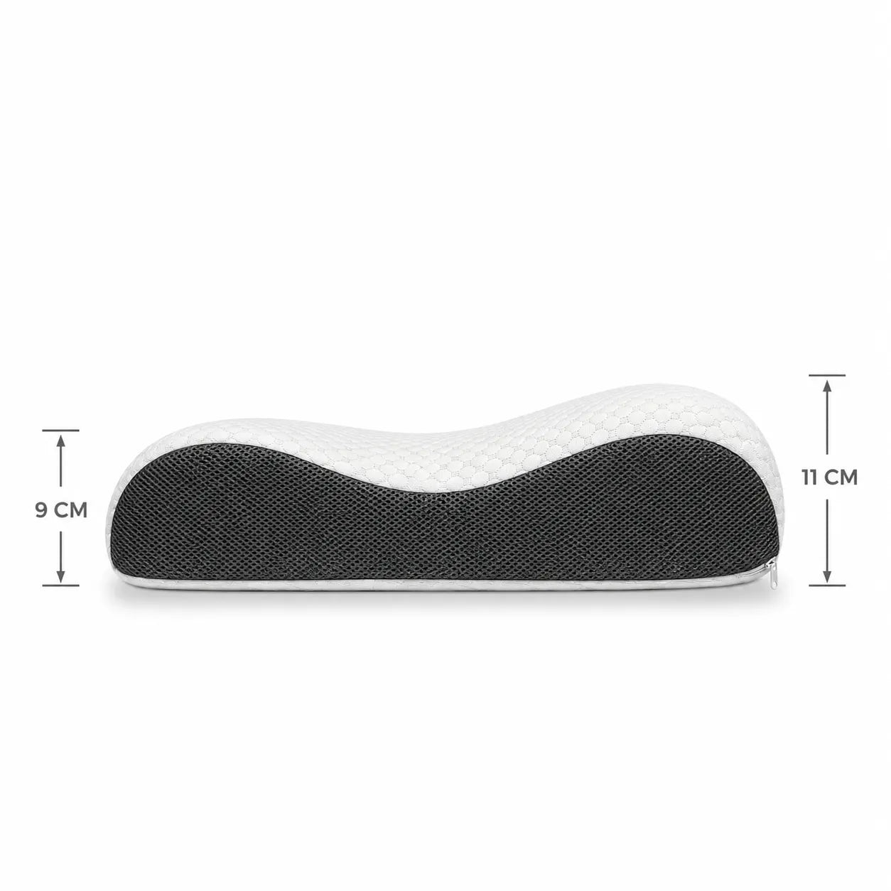 Perna ergonomica cu memorie din profil, forma contur cu inaltimi de 9 si 11 cm, laterala gri respirabila