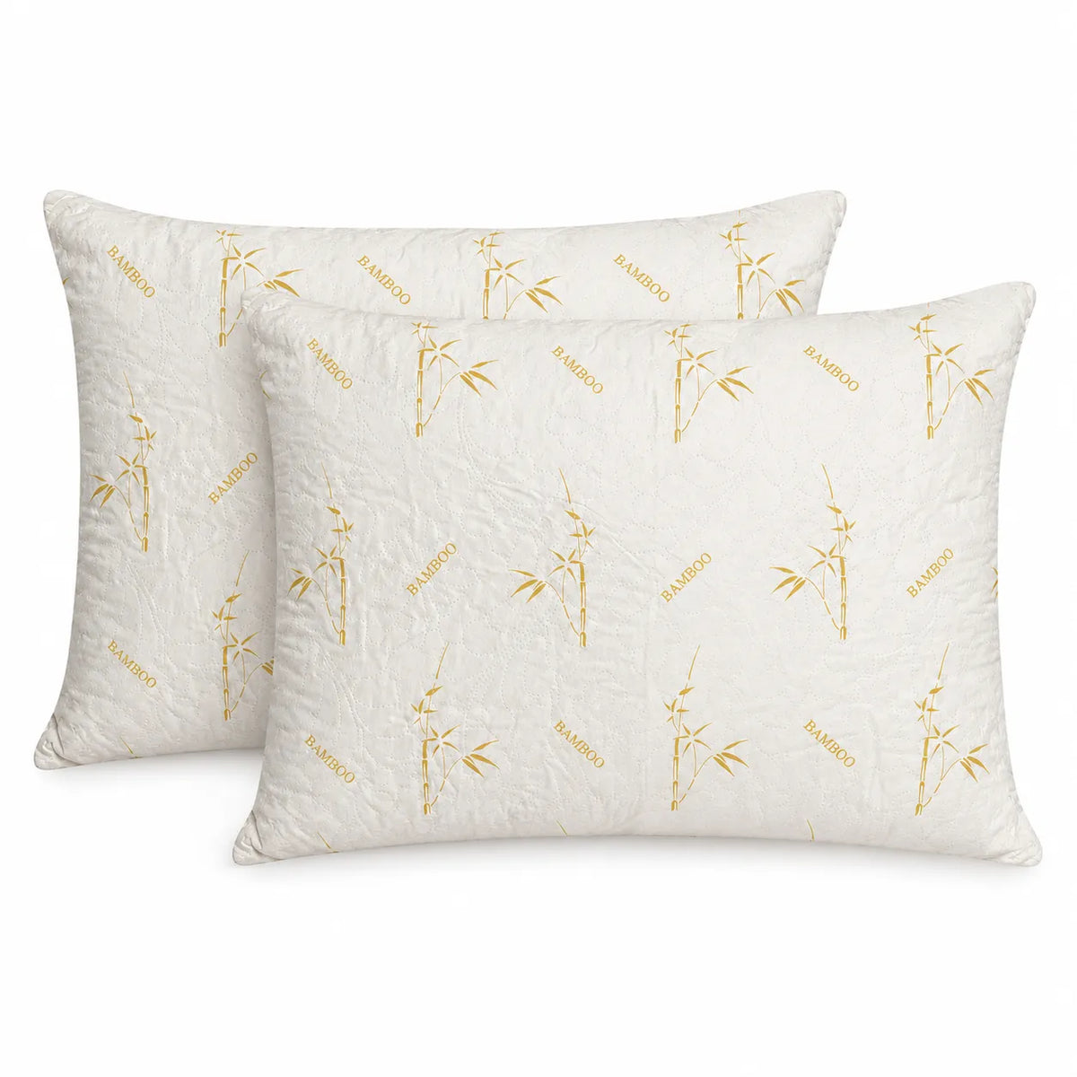 Set doua perne Bambus matlasate cu motiv auriu pe fundal crem
