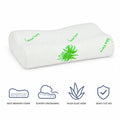 Perna ergonomica memory foam Aloe Vera cu pictograme: 100% memory foam, suport ergonomic, husa aloe vera, OEKO-TEX 100