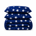 Set pilota si doua perne Galaxy cu stele albe pe fundal bleumarin
