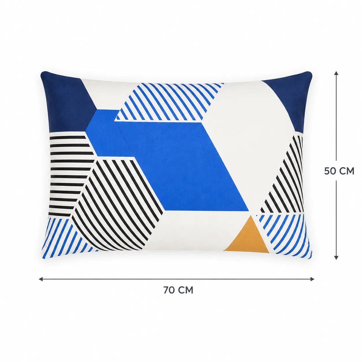 Perna Safir cu imprimeu geometric vazuta de sus, dimensiuni 70 cm si 50 cm