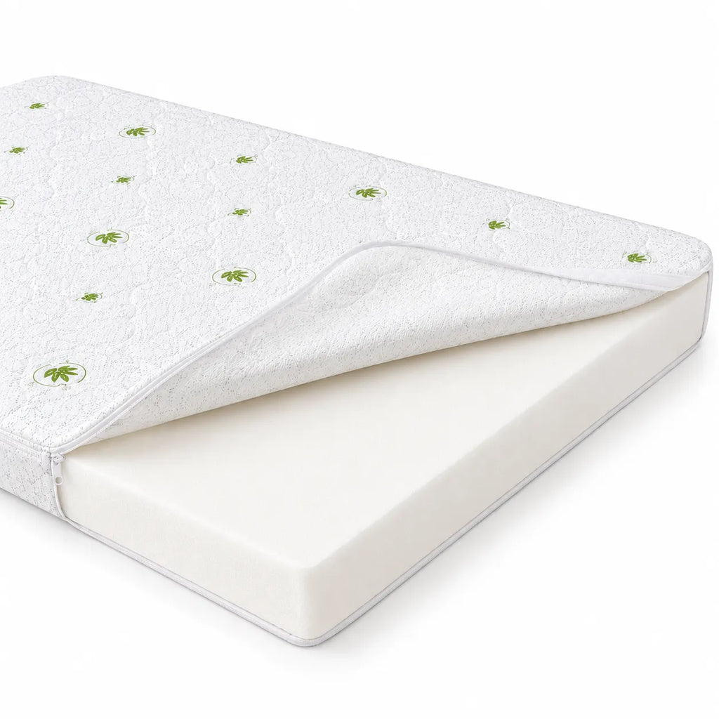 Husa detasabila cu fermoar si miez memory foam topper Aloe Vera